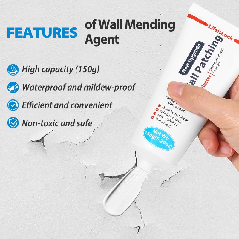 LifeisLuck Drywall Repair Kit, 150g Wall Mending Agent Spackle Wall Repair with Scraper Sanding Blocks for Filling The Home Holes Wall Plaster Dent Repair, Wall Surface Nail Hole Fill Quick - Image 4